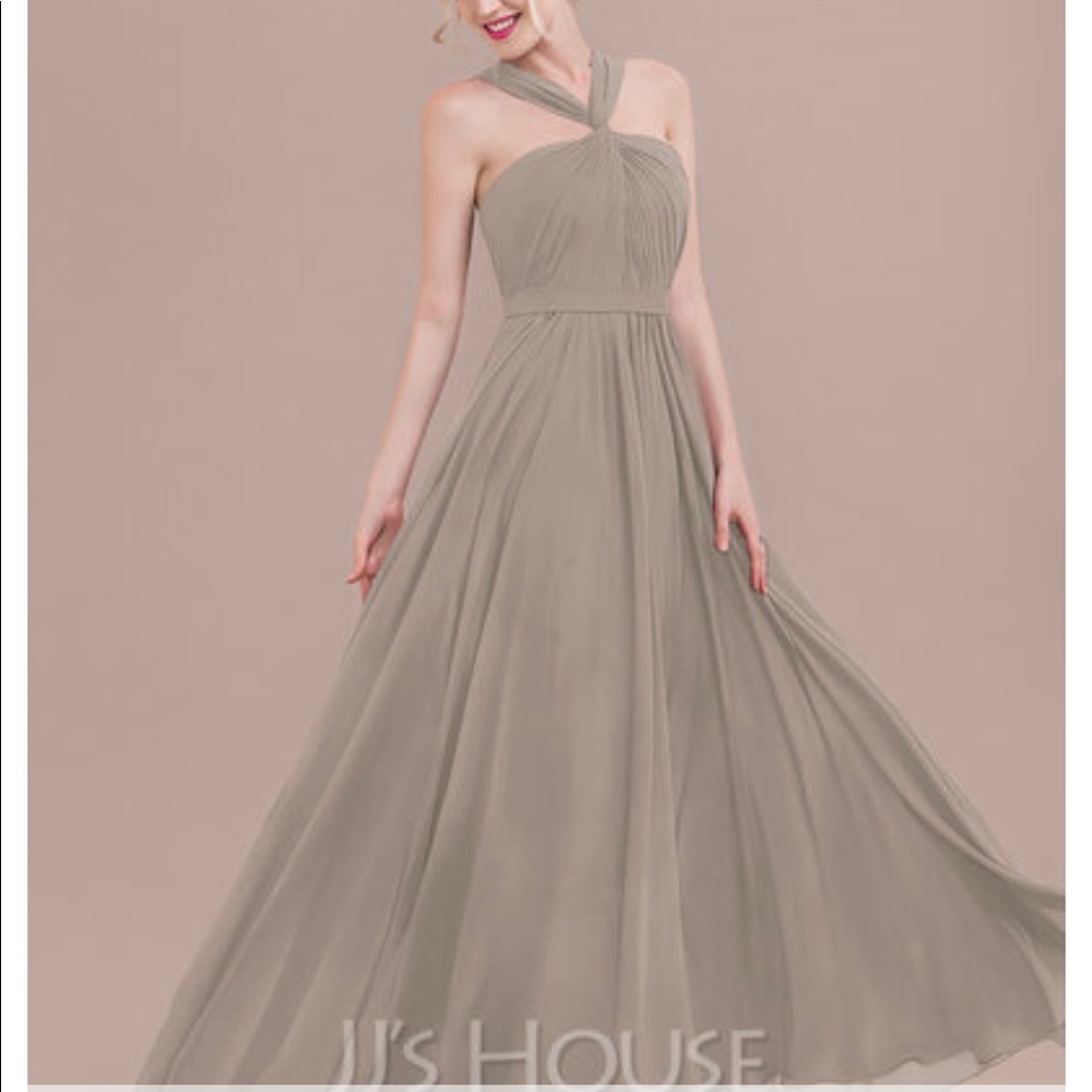 Princess V-neck Long Chiffon Bridesmaid Dress